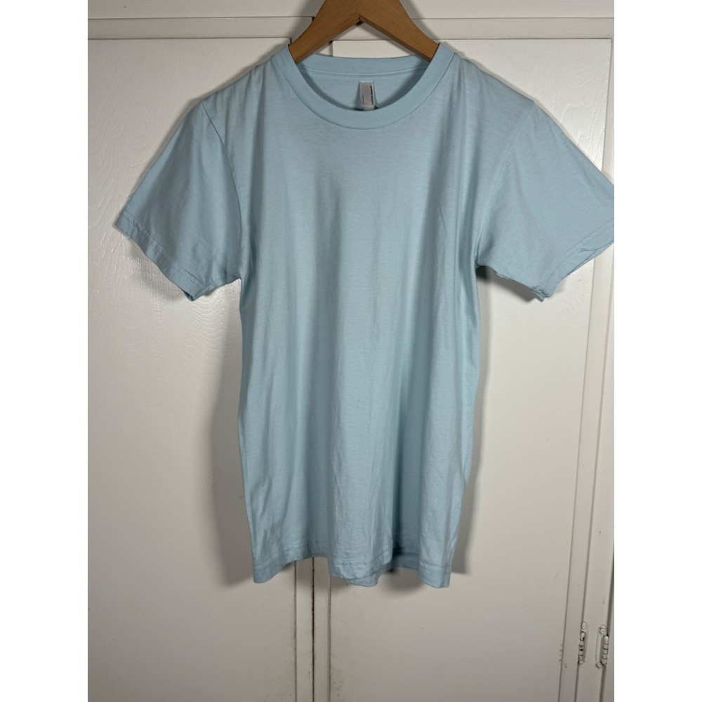 American Apparel Mens Light Blue Short Sleeve Crew Neck Cotton T-Shirt Small
